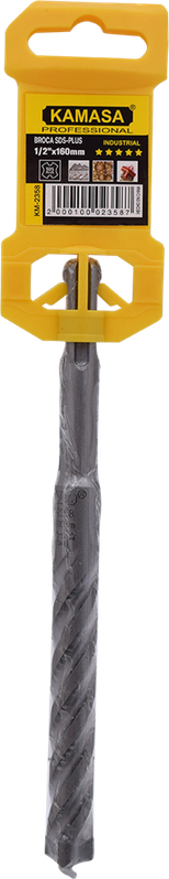 BROCA SDS-PLUS CON 4 ARISTAS DE CORTE 1/2"x160mm 5 ESTRELLAS KAMASA