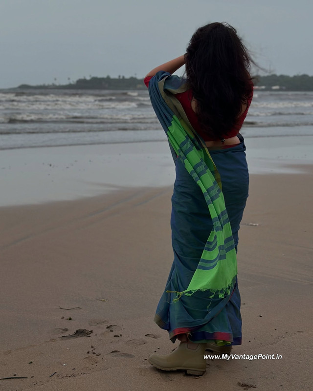 8-Girija-Oak-at-the-Beach-in-Green-Saree-Red-Blouse-My-Vantage-Point