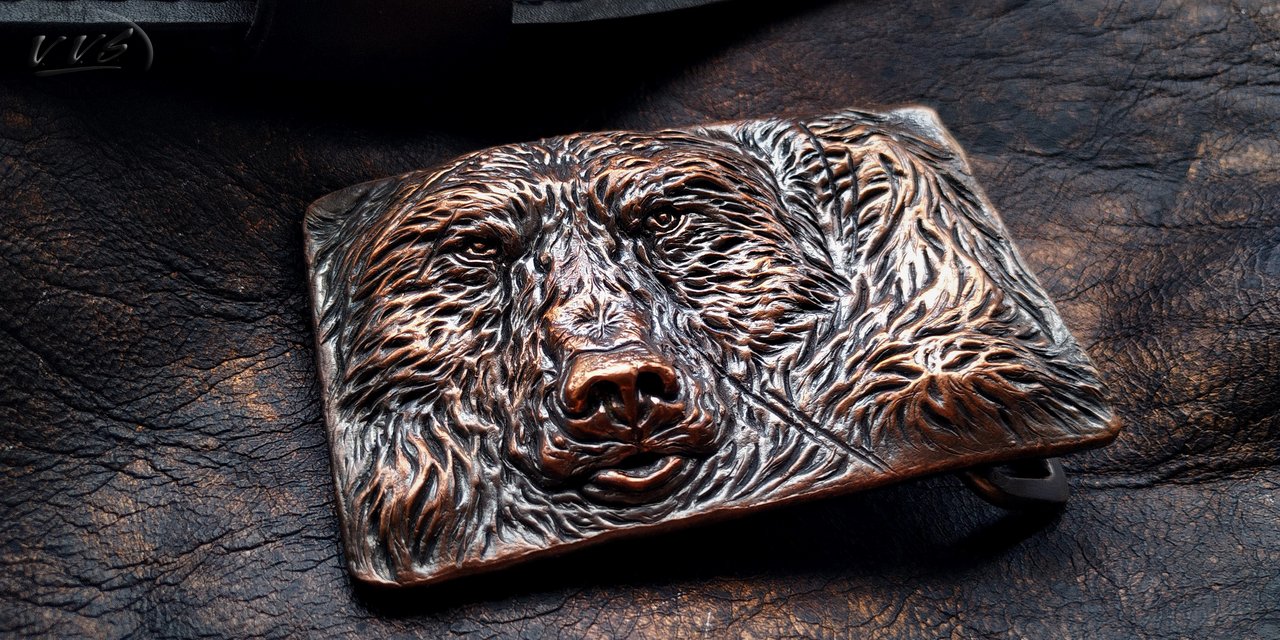 пряжка медведь литая бронза2