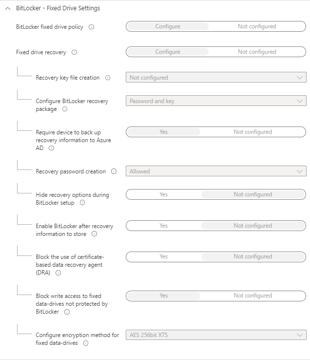 BitLocker settings configured via Endpoint Manager causes removable