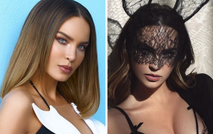 Belinda seduce a todos con un sensual conjunto de encaje negro y orejas de conejo