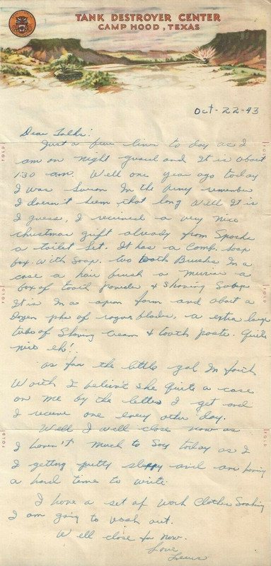 Carta ( Tank Destroyer Center - Camp Hood, TX ) - 01a ( 1943 )