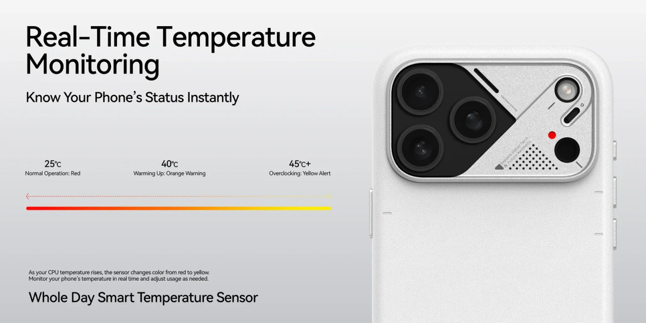 Husa pentru iPhone 17 Pro Max, Aulumu A17 Vegan Leather, Piele texturata, Ultra slim, Compatibila MagSafe, Racire activa CoolHyper, Butoane metalice, Protectie maxima, Alb A17 PU 07