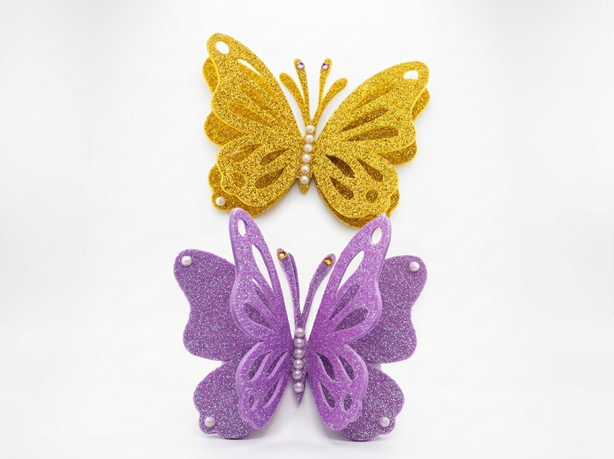 Set Adornos decorativos 3d mariposa para fiesas flores y pines 6