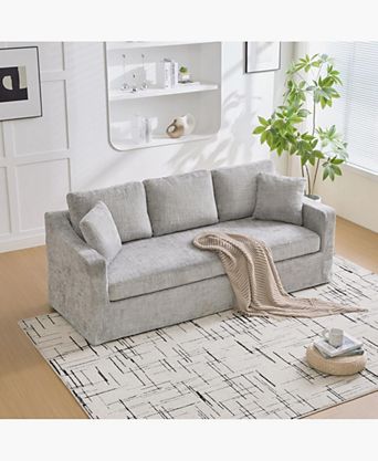 Modern Casual Chenille Sofa Deep Seat Three Seater Removable Cover (1)