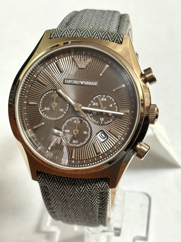 Emporio Armani AR1976 Classic Brown Dial Fabric Strap Chronograph
