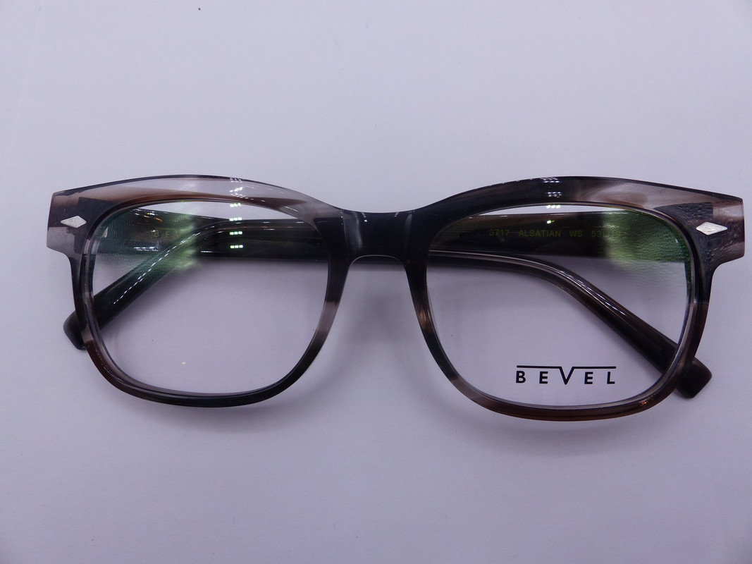 BEVEL 3717 ALSATIAN WALNUT SMOKE MENS EYEGLASSES FRAMES SIZE 53-19-140