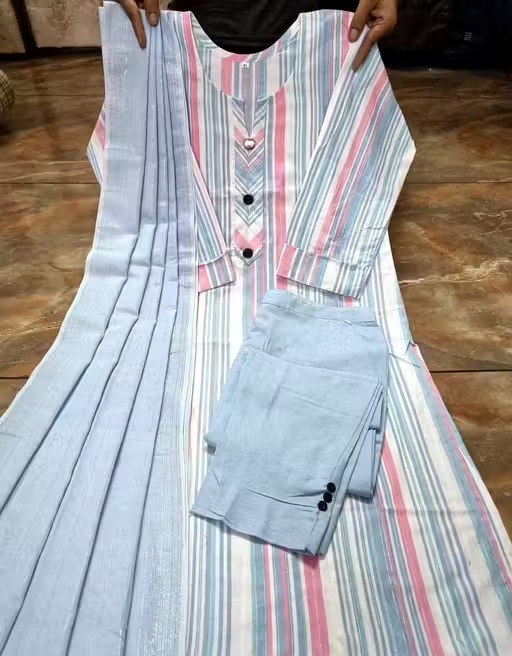 Women Khadi Kurta, Pant & Dupatta Sets Color 1 (KS134)