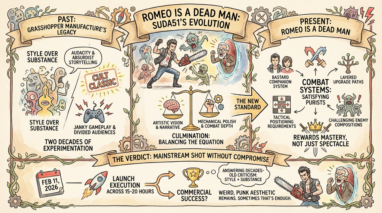 Romeo is a Dead Man Shows Suda51 Finally Cares About Gameplay, Not Just Style and Gore 1 Stylish action game with cyberpunk aesthetics and ultra-violent combat