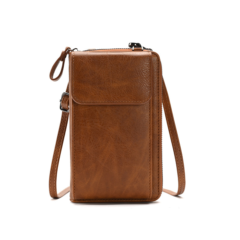 Brown Women's PU Leather Crossbody Phone Bag with Adjustable Shoulder Strap and Large Capacity Wallet for Daily Travel Stylish and Organized Local Fashion Fit