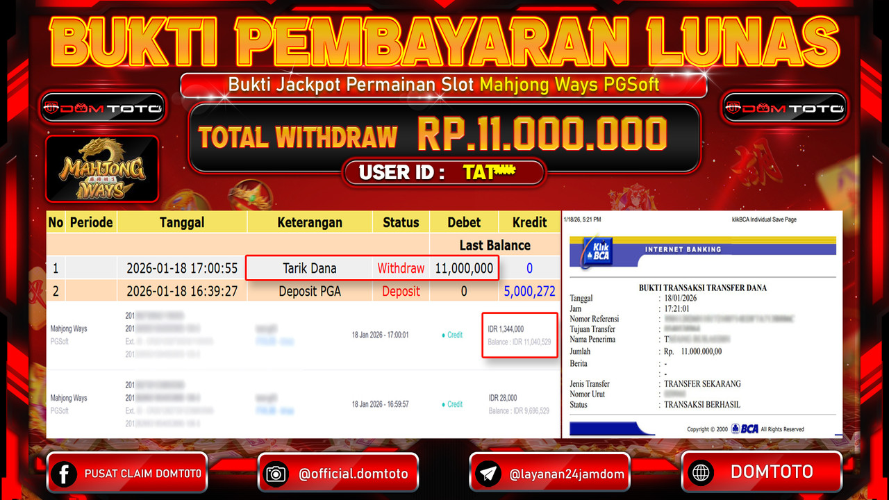 JACKPOT SLOT Mahjong Ways PGSoft 18 JANUARI 2026