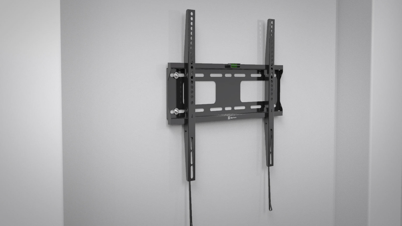 Detalle del sistema de seguridad y la robusta construcción de acero del soporte Klip Xtreme.