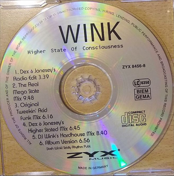 19/02/2023 - Wink – Higher State Of Consciousness (CD, Maxi-Single)(ZYX Music – ZYX 8456-8)  1996 R-473483-1569513219-3103