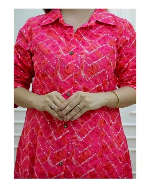 Kashvi Graceful Women Leheriya Mix Premium Cotton Polister Co-ord Set |KURTA SET | KURTI WITH PENT | PENT SET  Color 1 (KS162)