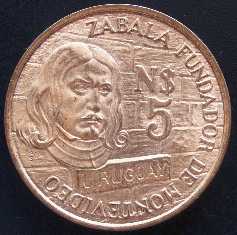 5 Pesos Nuevos. Uruguay. 1976 URU-5-Pesos-Nuevos-1976-250-aniversario-fundaci-n-Montevideo