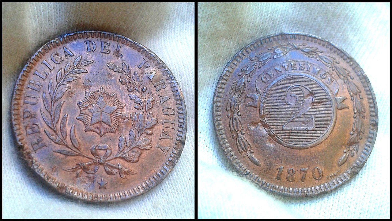 2 Centesimos de 1870. Paraguay. Polish-20240213-210418061