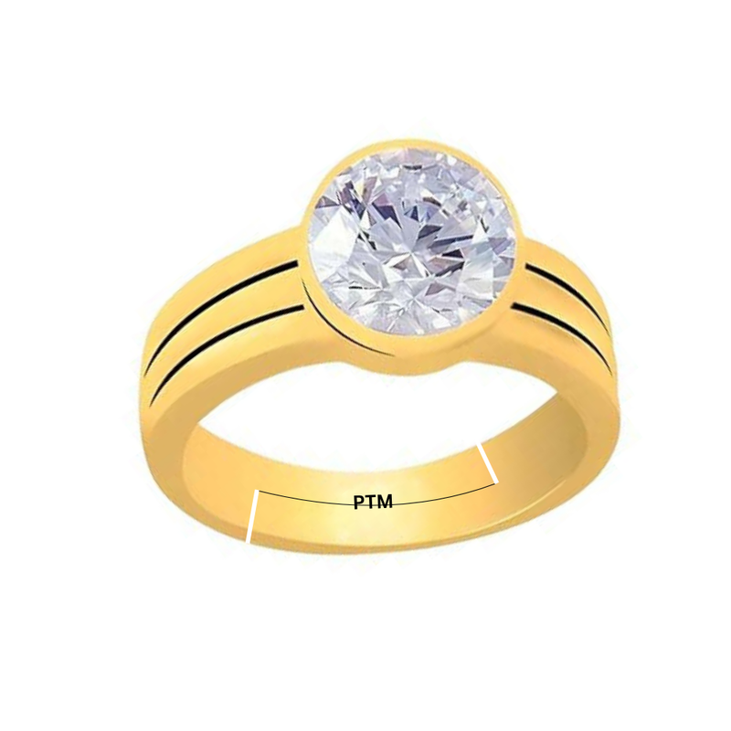 PTM American Diamon/Zircon 3.25 to 10.25 Ratti or 3.00 to 9.50 Carat Astrological Certified Gemstone Panchdhatu/5 Metals Gold Plated Adjustable Ring for Men Women