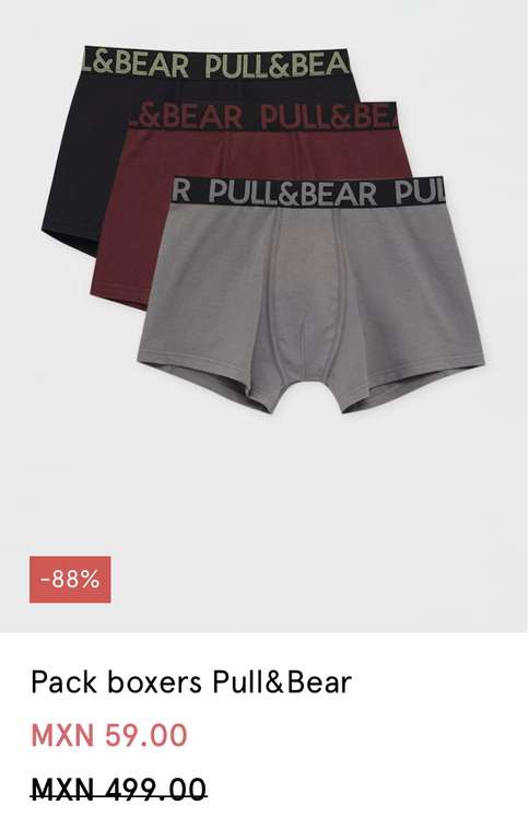 Pull & Bear: 3 Calzones por $59 pejitos 
