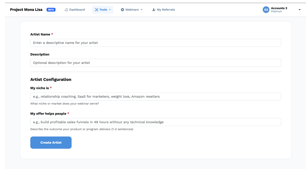 Webinar Script Writer Interface