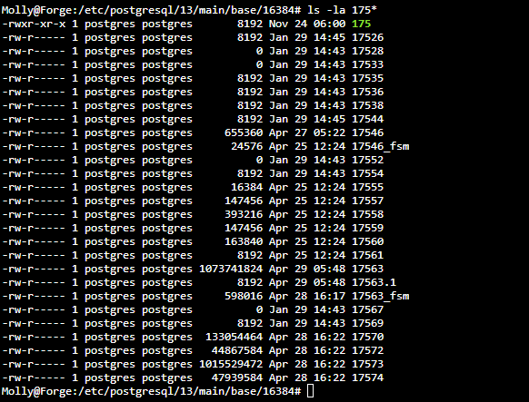 postg sizes