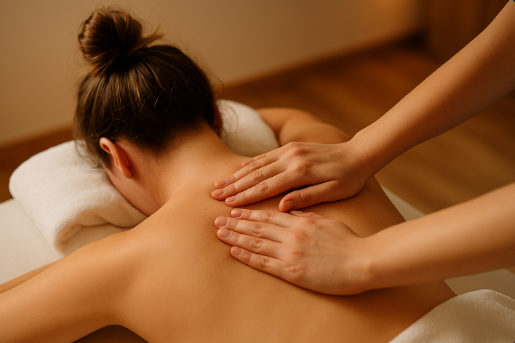 Massage-Szene Rückenlage