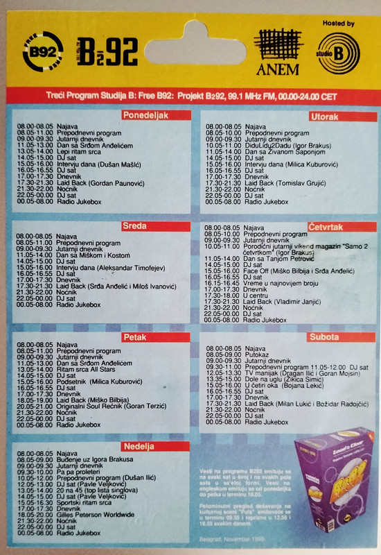 Radio B292 i Studio B Beograd 99,1 MHz -1999- (2)