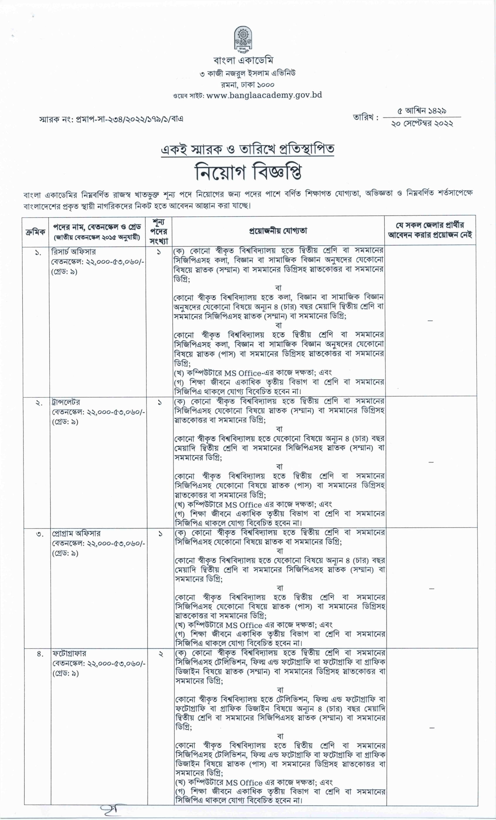 bacademy.teletalk.com.bd job circular 2024