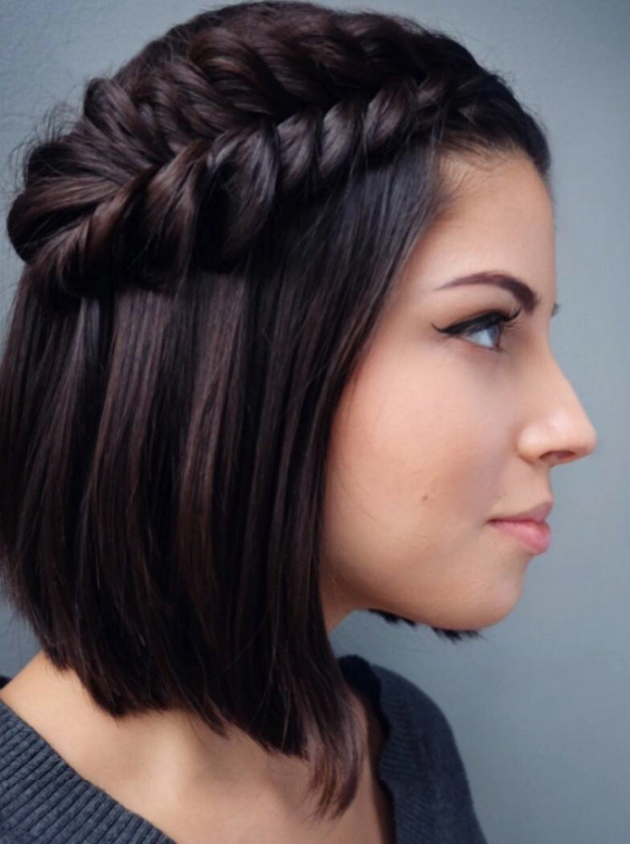 Short Women's Bob Haircut With Braid