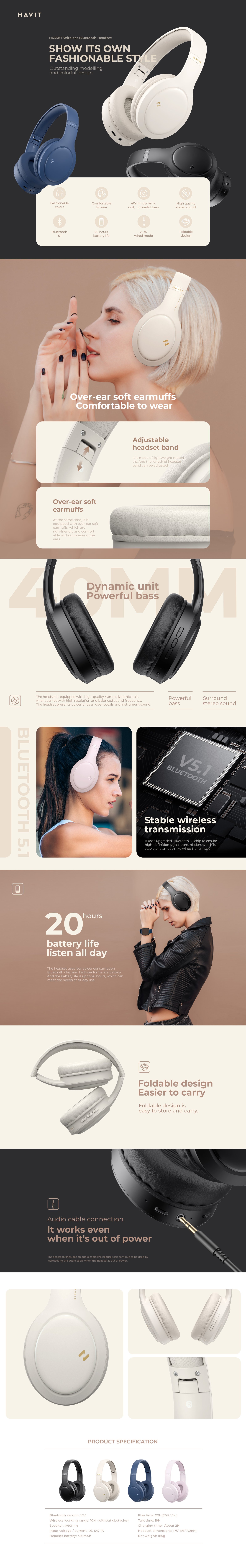 Havit H633BT Wireless Headphones