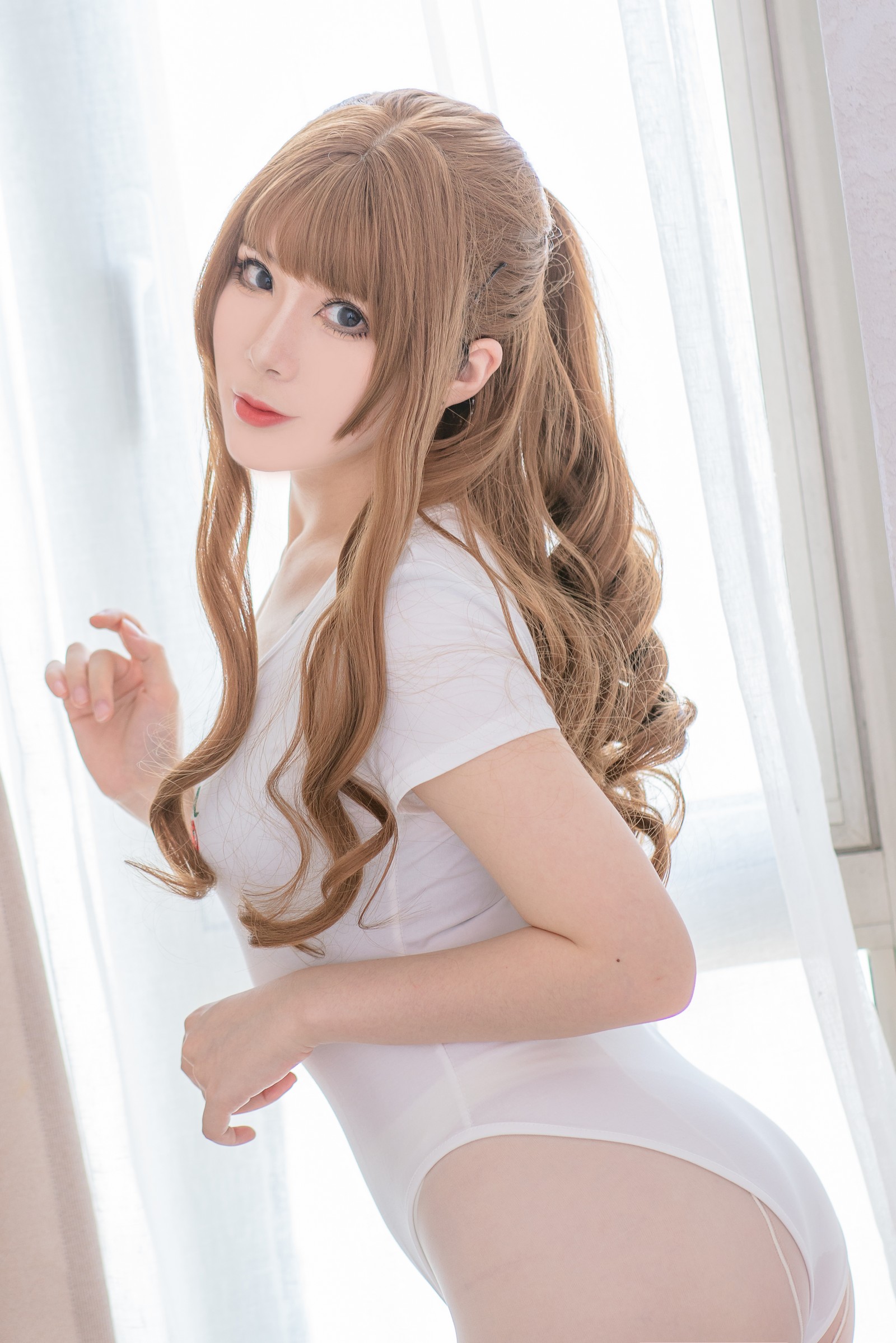 羊大真人 – 白色樱桃体操服 Cosplay 写真集（34P-316.5MB）青春运动系插图3