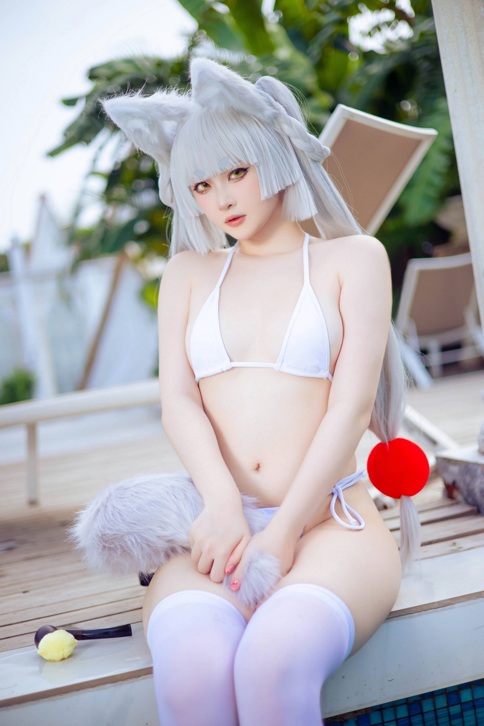 屿鱼 Yuyu 白毛狐狸 兽耳 Cosplay 写真集（19P｜36MB）插图2