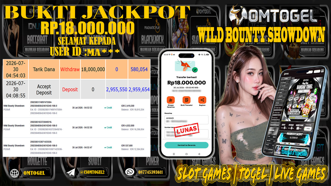 OMTOGEL JACKPOT PG SOFT WILD BOUNTY SHOWDOWN   Rp,18,000,000,- DIBAYAR LUNAS