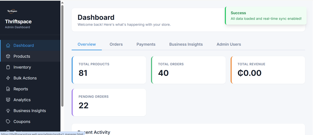 ThriftSpace - Admin Page
