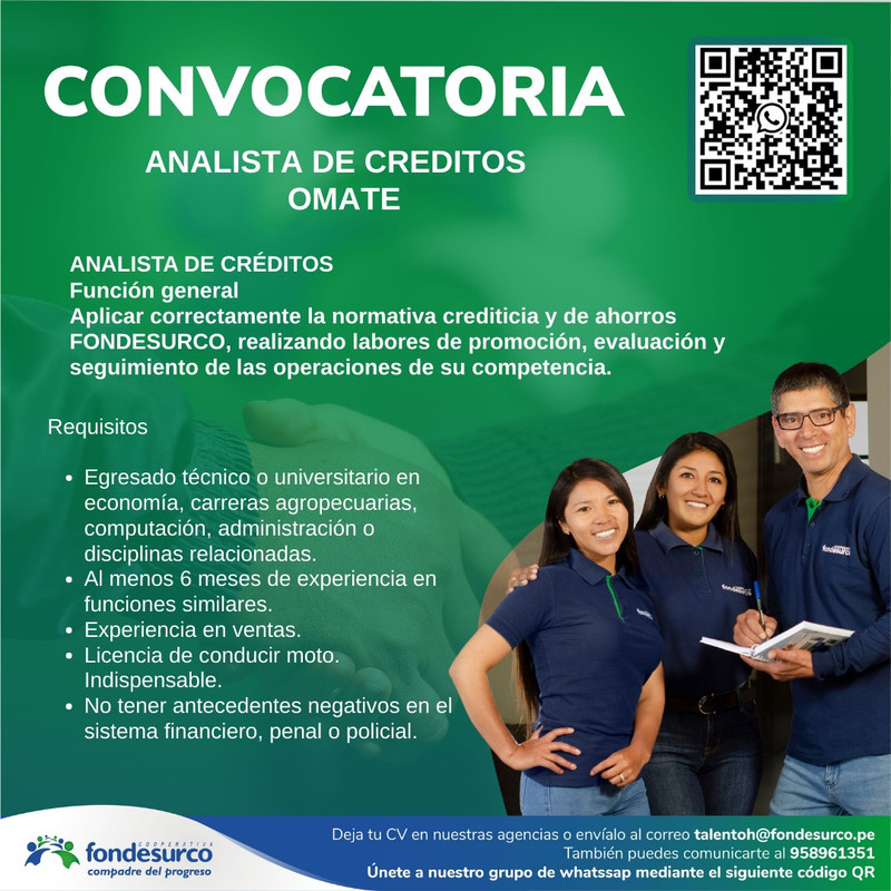 FONDESURCO ANALISTA DE CREDITO