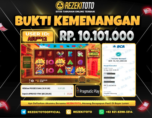 BUKTI KEMENANGAN 2 AGUSTUS 2025  CHILI HEAT SPICY SPINS 10 JUTA 