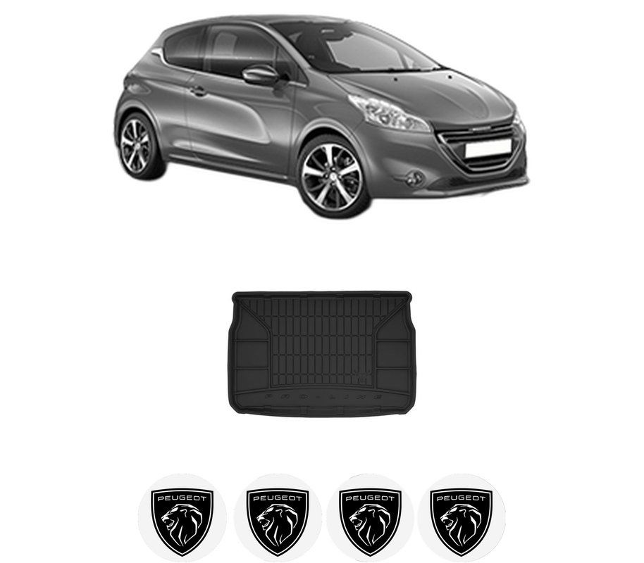 Tavita Portbagaj PEUGEOT 208 I (CA_, CC_) din 2012-2019, Protectie Portbagaj Auto, 4x Stickere auto cu PEUGEOT