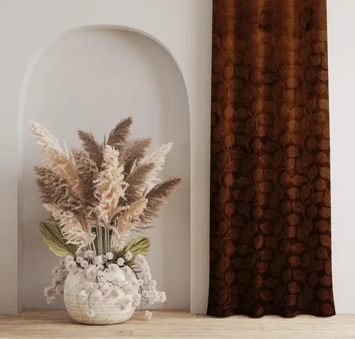 LEAF VELVET CURTAINS SET OF 1 Color 1 (R705)