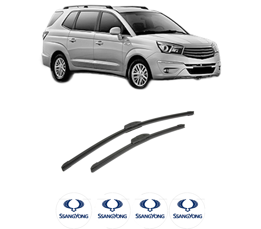 Set stergatoare auto SSANGYONG RODIUS II din 2013-2015, pentru parbriz auto, 2 bucati, Bosch Aerotwin Retrofit, din cauciuc siliconat rezistent, 4 Stickere Auto SSANGYONG