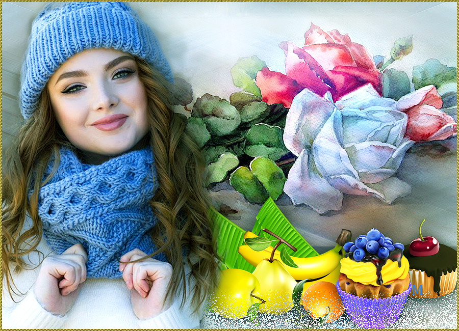 Зима цветы,сладости