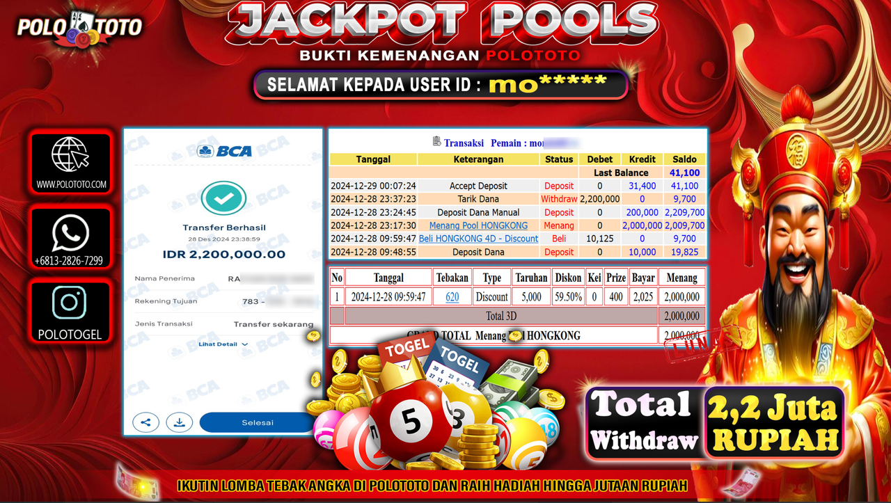 POLOTOTO JACKPOT TOGEL PASARAN HONGKONG Rp.2,200.000,-