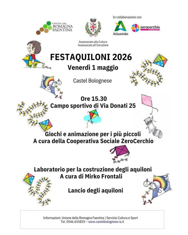 Festa degli Aquiloni 2026, il 1° maggio Castel Bolognese guarda al cielo