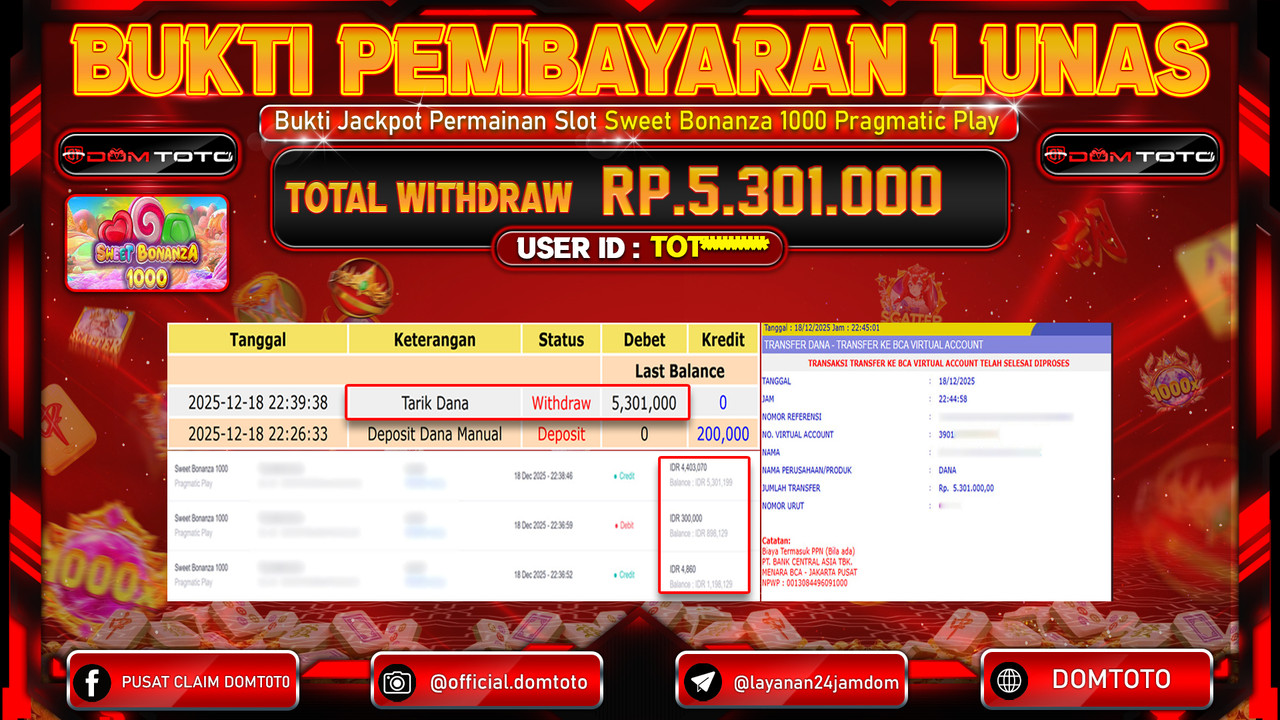 JACKPOT SLOT Sweet Bonanza 1000 Pragmatic Play 18 DECEMBER 2025