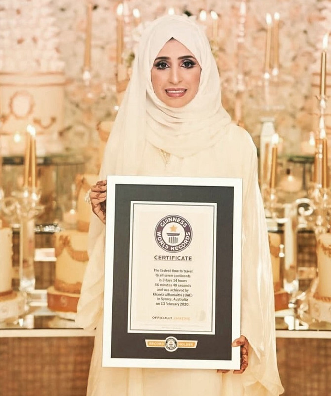 Khawla Al Romaithi, wanita yang melakukan perjalanan dengan mendarat di tujuh benua dalam waktu yang memecahkan rekor.