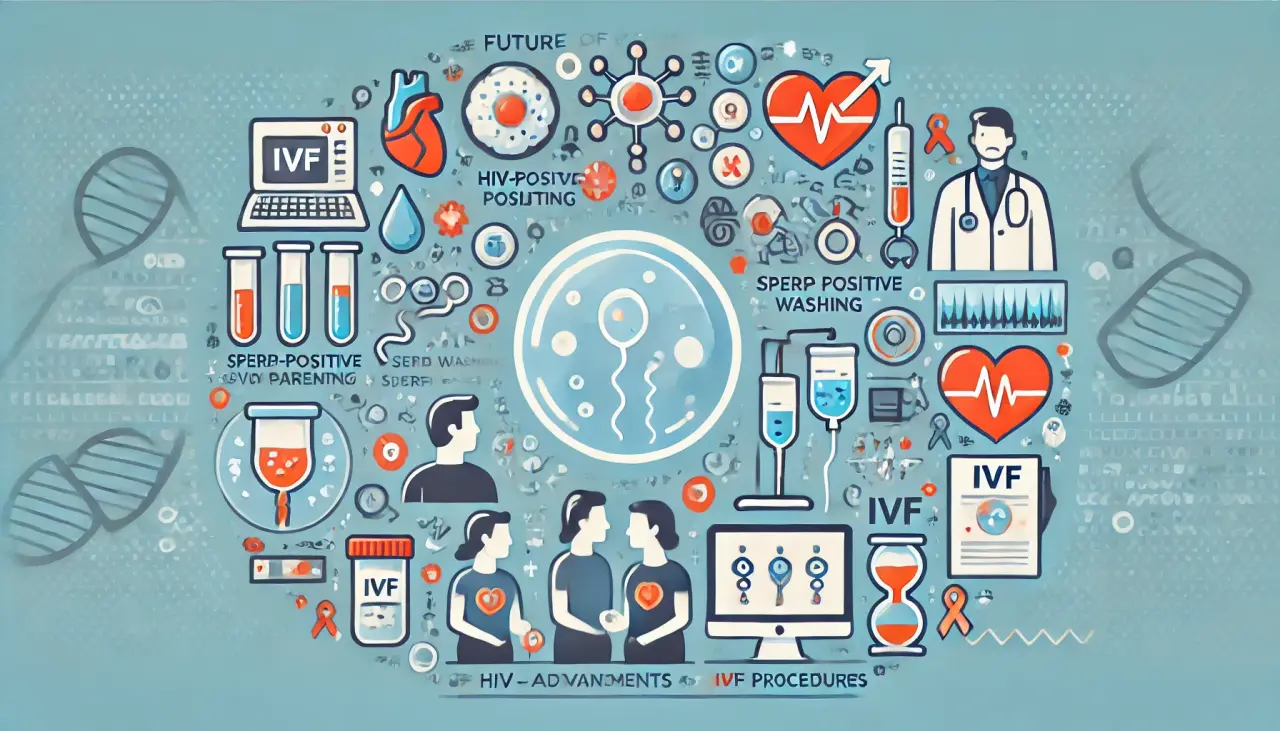 The future of parenthood for HIV-positive parents, showcasing medical advancements like IVF and sperm washing.