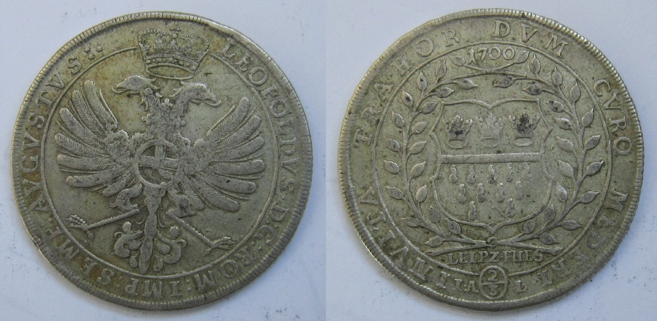 2/3 Thaler. Leopoldo I de Austria. 1700. Colonia 2-3-Thaler-Colonia-1700