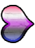 A sideways heart resembling the genderfluid pride flag pointing right.