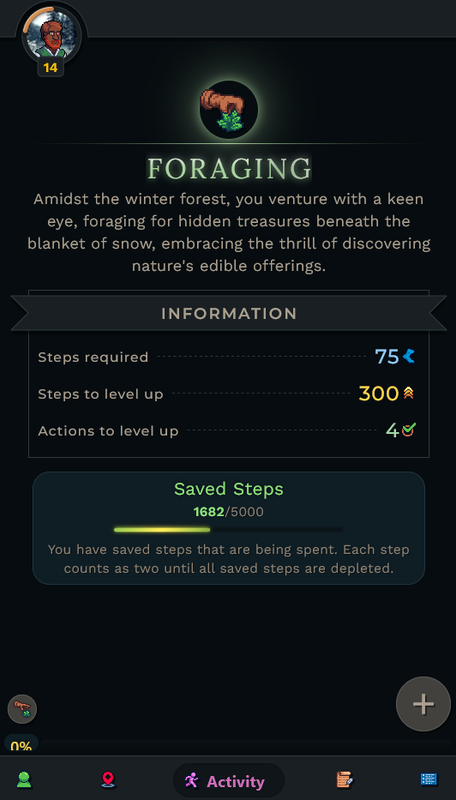 Saved steps UI when you have some steps that could have gone to waste