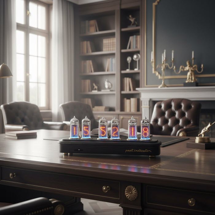 Часы ламповые с подставкой из мореного дуба Pastindicator