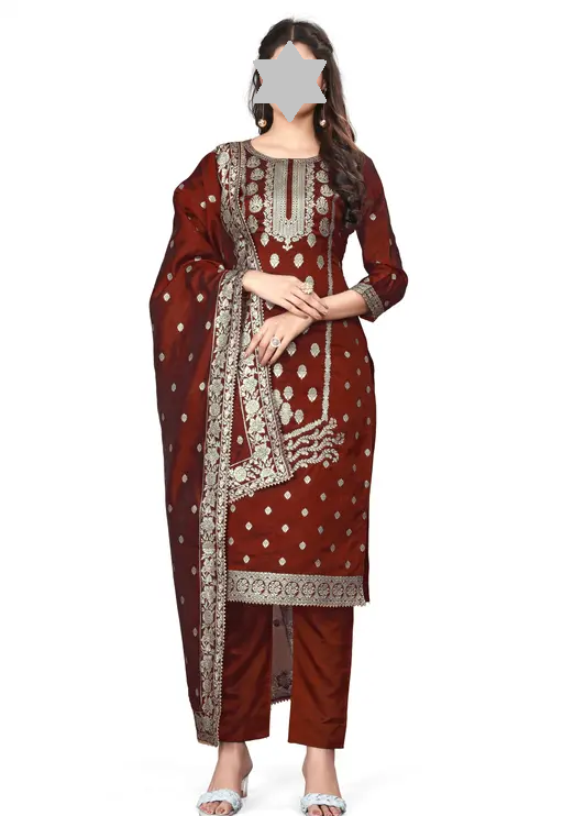 Designer Art Silk Unstitched Suit Material Beautiful Party wear Woven banarasi suit material For Women Kurta Set With Dupatta for Ladies Color 7 (R119)