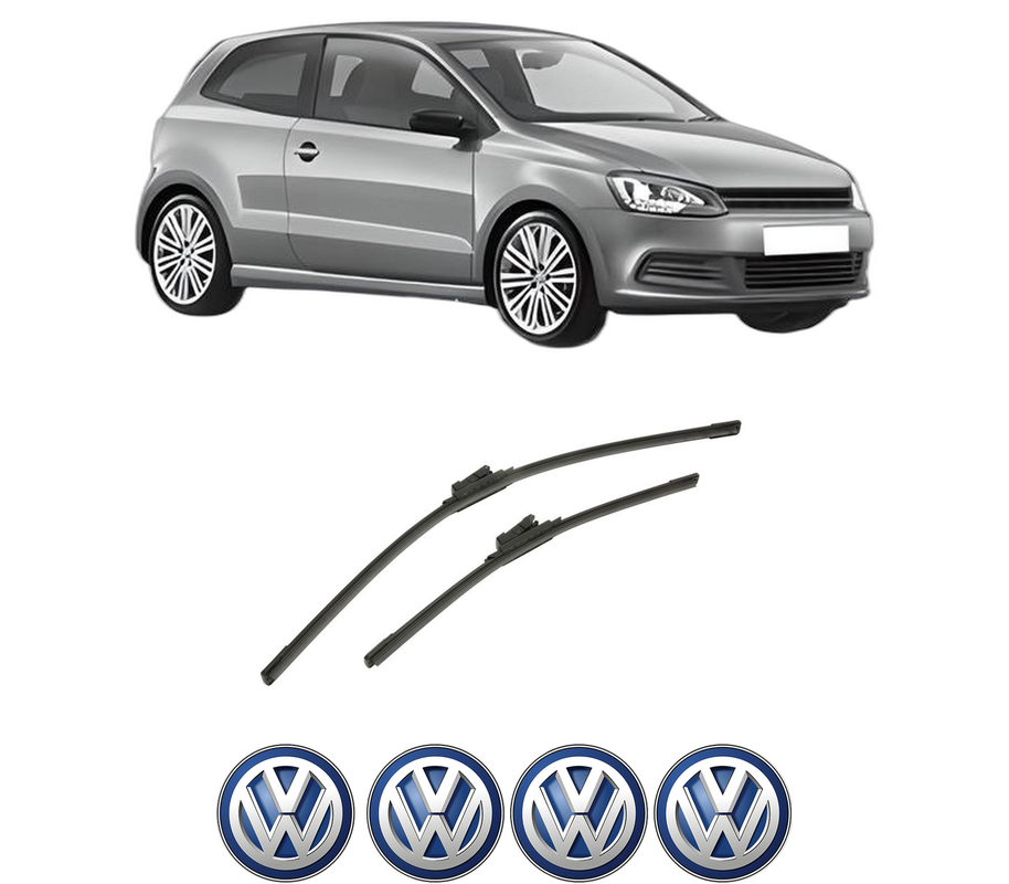 Set stergatoare auto Volkswagen POLO V (6R1, 6C1) din 2009-2022, pentru parbriz auto, 2 bucati, Bosch Aerotwin, din cauciuc siliconat rezistent, 4 Stickere Auto Volkswagen